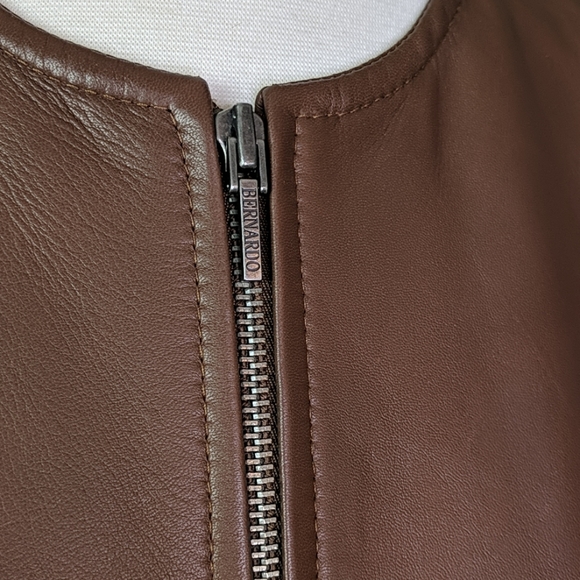 Bernardo Leather Classic Round Neck Carmel Jacket - Picture 3 of 8
